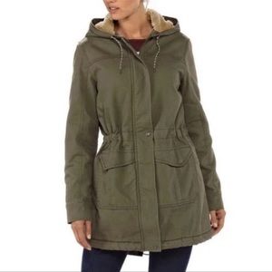 Patagonia Womens Prairie Dawn Parka Insulated Organic Cotton Sherpa Green Small